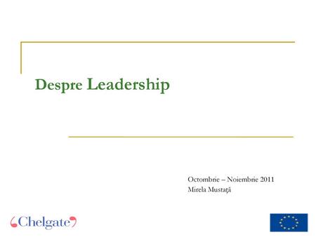 Despre Leadership [ Octombrie – Noiembrie 2011 Mirela Mustaţă.