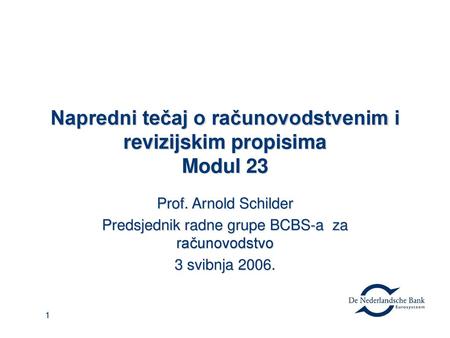 Napredni tečaj o računovodstvenim i revizijskim propisima Modul 23