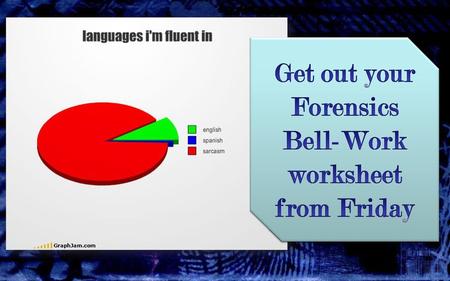 Get out your Forensics Bell-Work worksheet from Friday