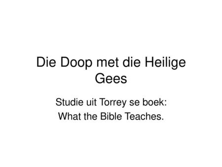 Die Doop met die Heilige Gees