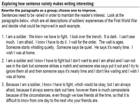 Rewrite the paragraphs as a group; choose one to improve.