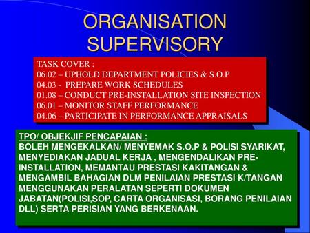 ORGANISATION SUPERVISORY