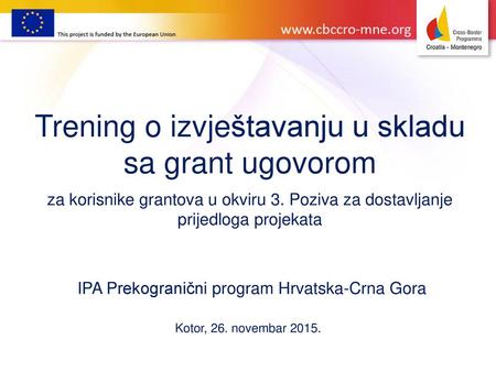 Trening o izvještavanju u skladu sa grant ugovorom