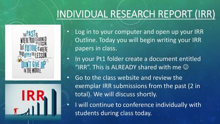 Individual research report (IRR)