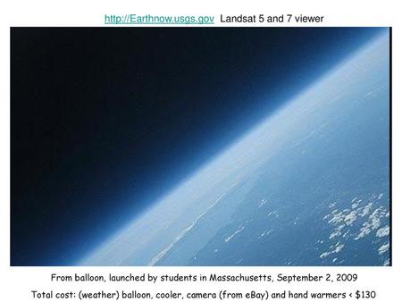 From balloon, launched by students in Massachusetts, September 2, 2009