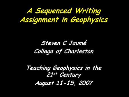 A Sequenced Writing Assignment in Geophysics