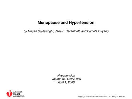 Menopause and Hypertension