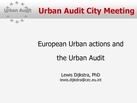 Urban Audit City Meeting