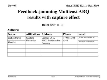 Feedback-jamming Multicast ARQ results with capture effect