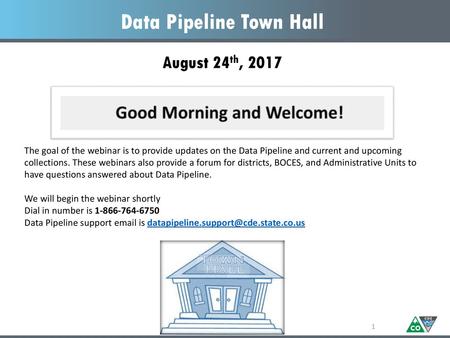 Data Pipeline Town Hall August 24th, 2017