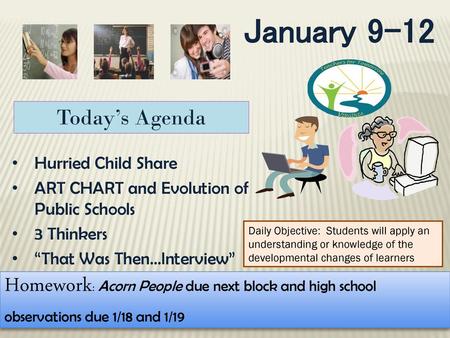 January 9-12 Today’s Agenda Hurried Child Share