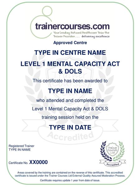 LEVEL 1 MENTAL CAPACITY ACT & DOLS