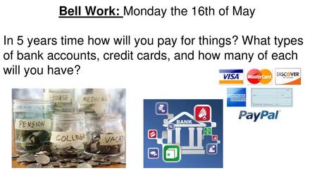 Bell Work: Monday the 16th of May