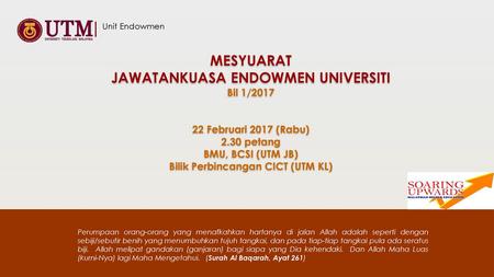 JAWATANKUASA ENDOWMEN UNIVERSITI Bilik Perbincangan CICT (UTM KL)