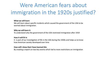 Were American fears about immigration in the 1920s justified?