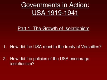 Governments in Action: USA