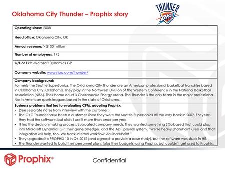 Oklahoma City Thunder – Prophix story