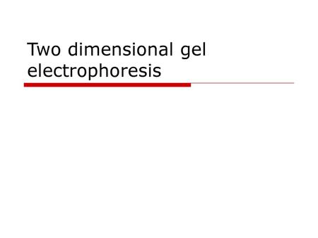 Two dimensional gel electrophoresis