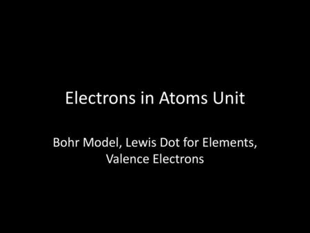 Electrons in Atoms Unit