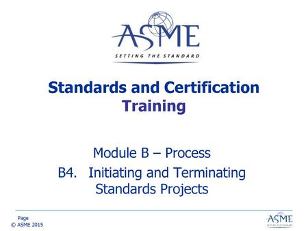 Standards and Certification Training