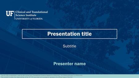 Presentation title Subtitle Presenter name.