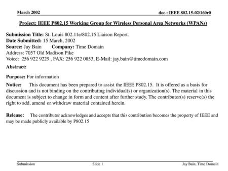 Submission Title: St. Louis e/ Liaison Report.