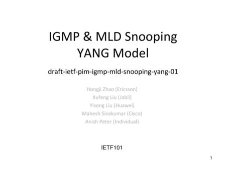 IGMP & MLD Snooping YANG Model