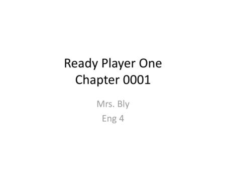 Ready Player One Chapter 0001