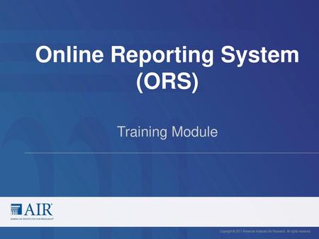 Online Reporting System (ORS)