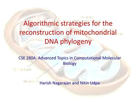 CSE 280A: Advanced Topics in Computational Molecular Biology