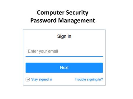 Computer Security Password Management.