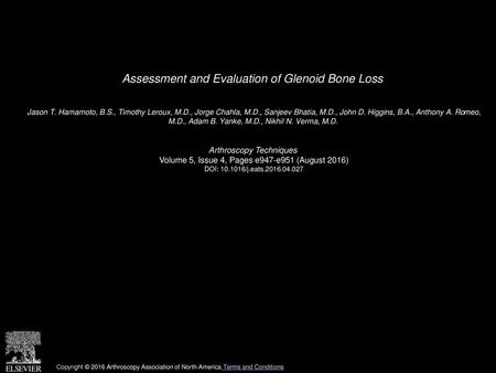 Assessment and Evaluation of Glenoid Bone Loss