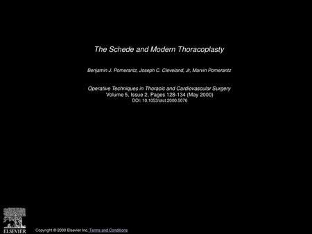 The Schede and Modern Thoracoplasty