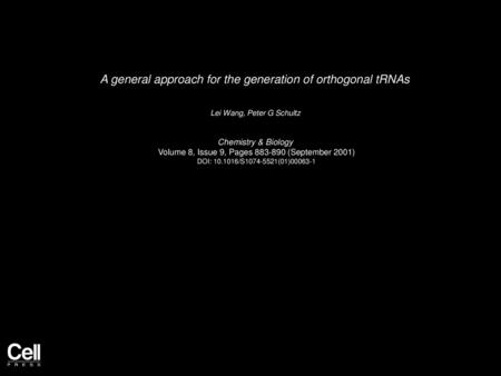 A general approach for the generation of orthogonal tRNAs