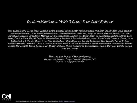 De Novo Mutations in YWHAG Cause Early-Onset Epilepsy