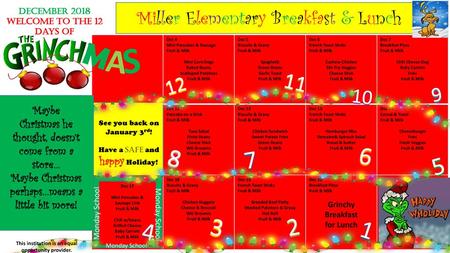 S A M Miller Elementary Breakfast & Lunch