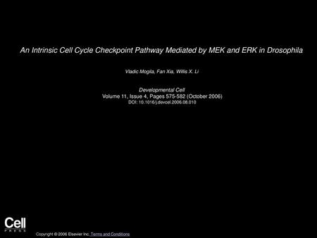 Vladic Mogila, Fan Xia, Willis X. Li  Developmental Cell 