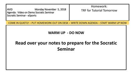 Homework: TRF for Tutorial Tomorrow