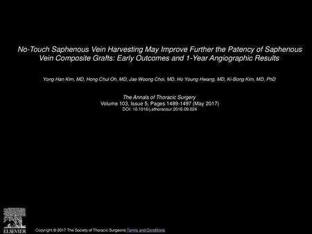 No-Touch Saphenous Vein Harvesting May Improve Further the Patency of Saphenous Vein Composite Grafts: Early Outcomes and 1-Year Angiographic Results 