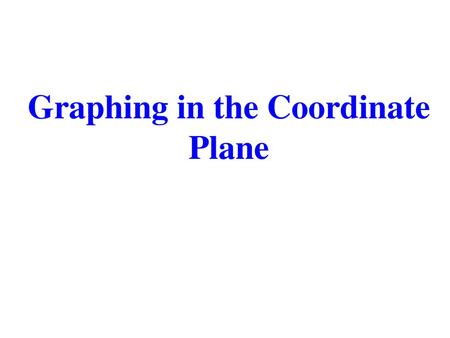 Graphing in the Coordinate Plane