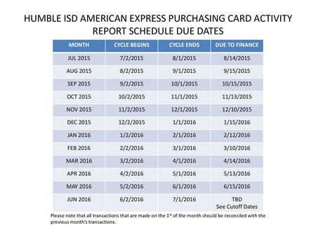 MONTH CYCLE BEGINS CYCLE ENDS DUE TO FINANCE JUL 2015 7/2/2015