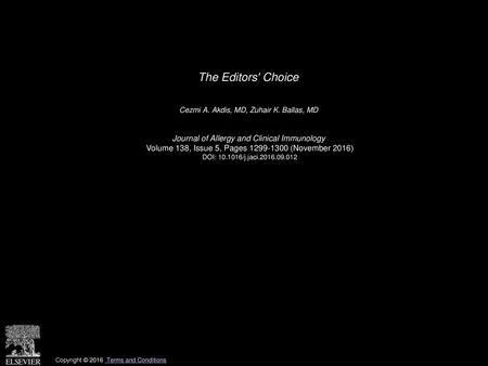 The Editors' Choice Journal of Allergy and Clinical Immunology