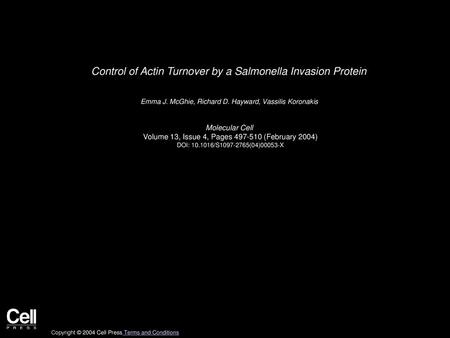 Control of Actin Turnover by a Salmonella Invasion Protein