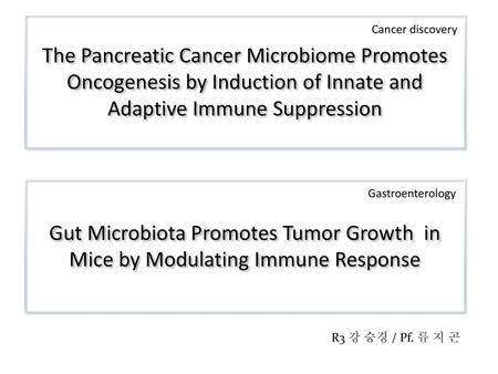 The Pancreatic Cancer Microbiome Promotes Oncogenesis by Induction of Innate and Adaptive Immune Suppression Cancer discovery Gut Microbiota Promotes Tumor.