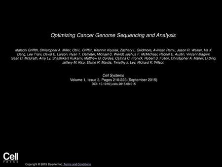 Optimizing Cancer Genome Sequencing and Analysis