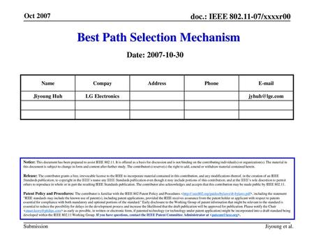 Best Path Selection Mechanism