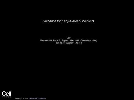 Guidance for Early-Career Scientists