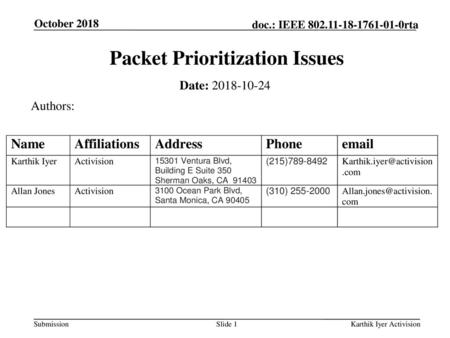 Packet Prioritization Issues