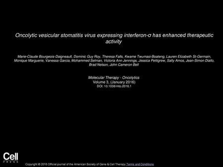 Molecular Therapy - Oncolytics