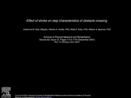 Effect of stroke on step characteristics of obstacle crossing